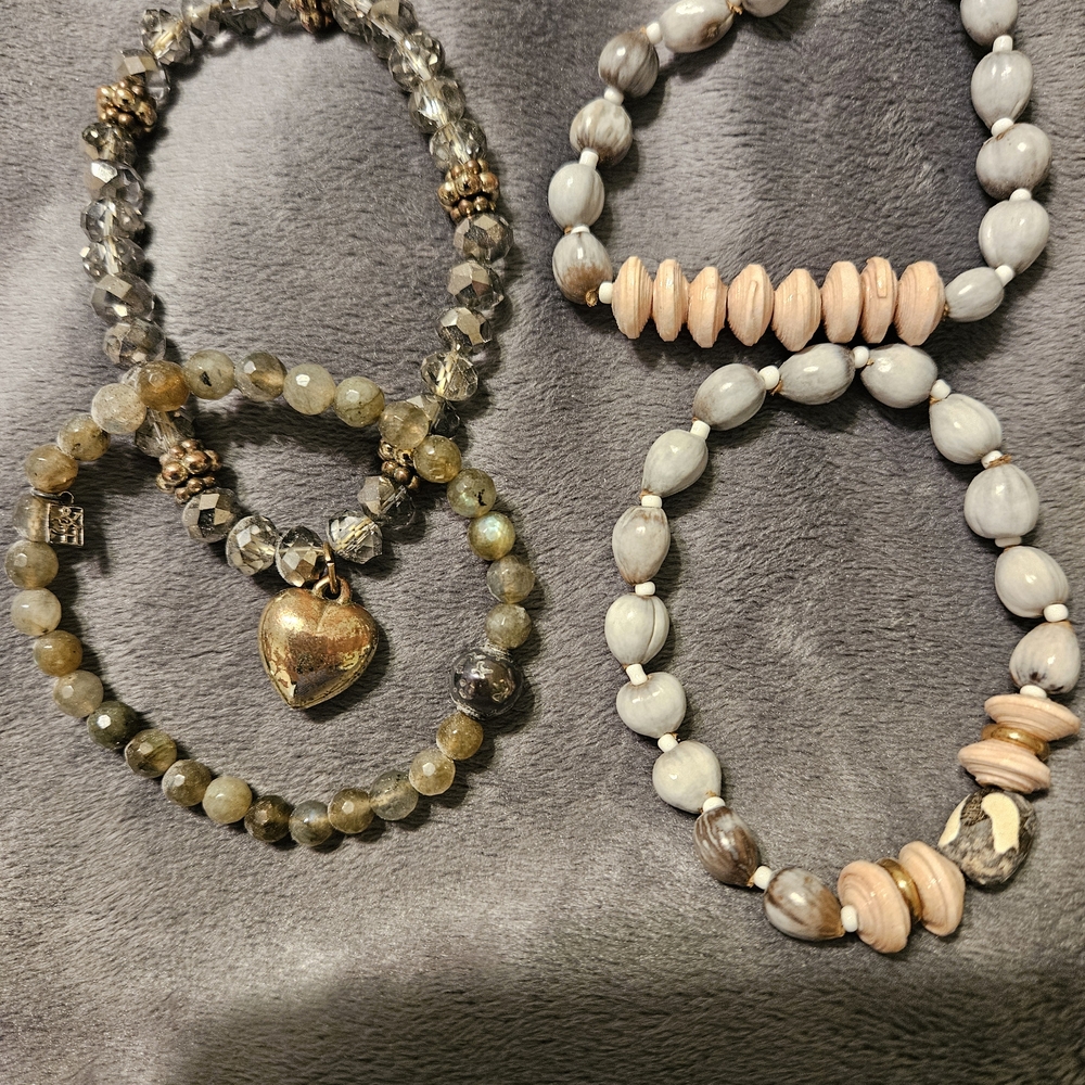 Elegant Beaded Bracelet Set with Heart Charm